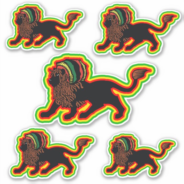 Black Dreadlock Rasta Lion Art Sticker (Front)