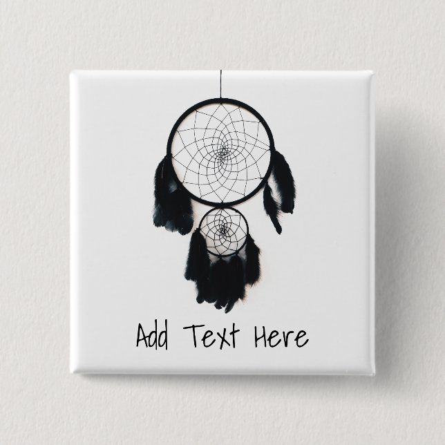 Black Dreamcatcher on White Background Button (Front)