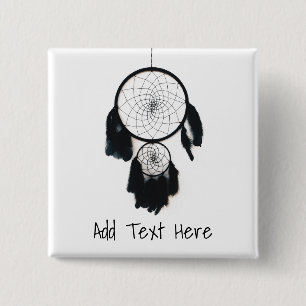 Black Dreamcatcher on White Background Button