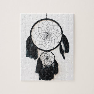 Black Dreamcatcher with Feathers Jigsaw Puzzle