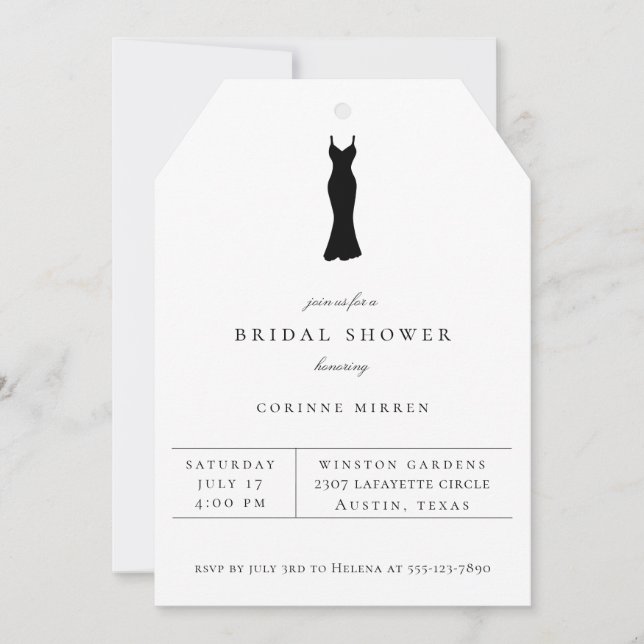 Black Dress Bridal Shower Invitation (Front)