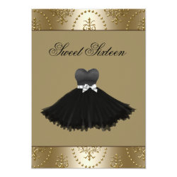 Black Dress Gold Chandelier Sweet Sixteen Birthday Card