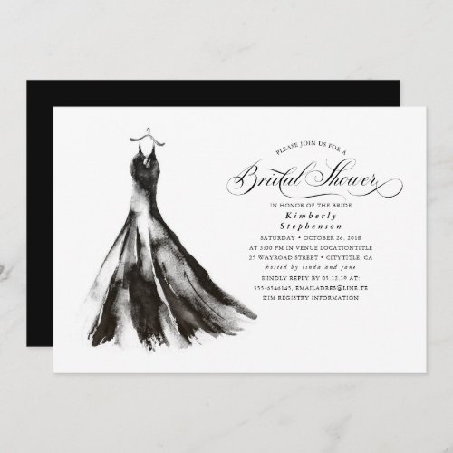 Black Dress Modern Mystical Bridal Shower Invitation