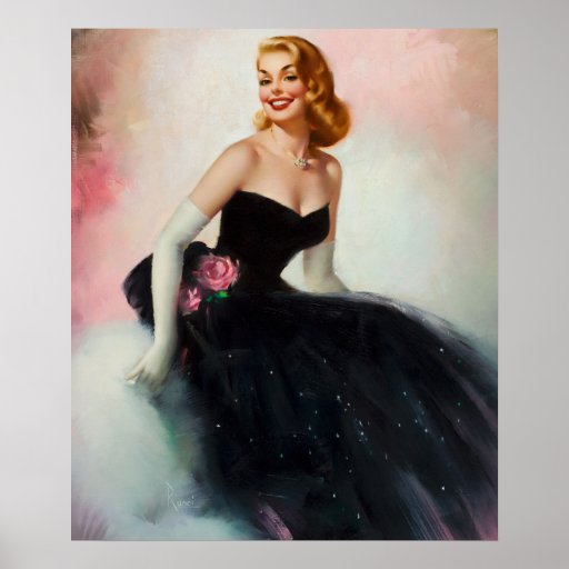 Black Dress Pin Up Art Poster | Zazzle