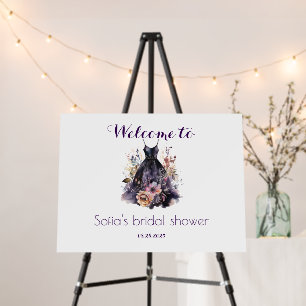 Black dress purple flower bridal shower  foam board