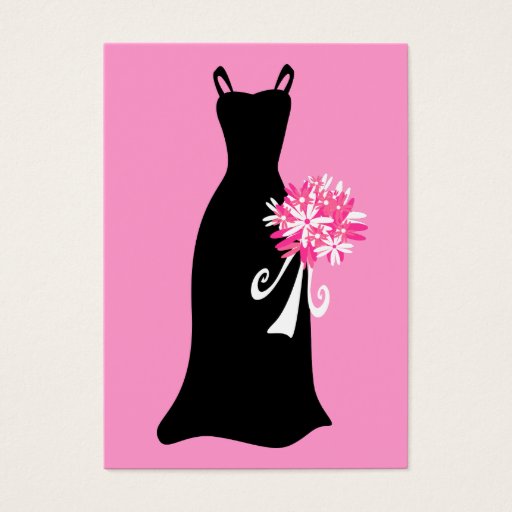 Customizable Black Dress with Bouquet Business Card