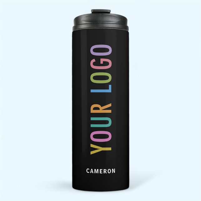 Black Drink Bottle 12 oz Custom Logo Vacuum Sealed (MISOOK Black Thermal Tumbler with Logo and Name)