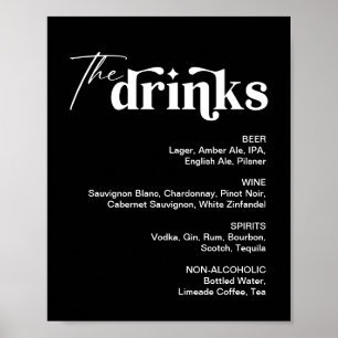 Black Drink Menu Wedding Bar Sign