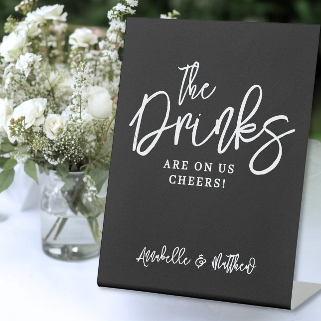 Black Drinks On Us Open Bar Sign (Black Drinks On Us Open Bar Sign)