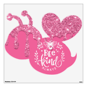 Black Dripping Glitter Bee Kind Wall Decal