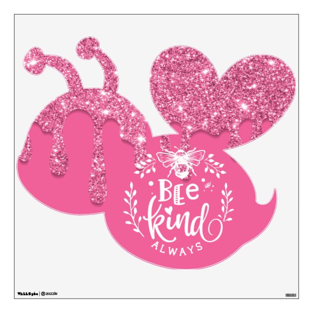 Black Dripping Glitter Bee Kind Wall Decal (Front)