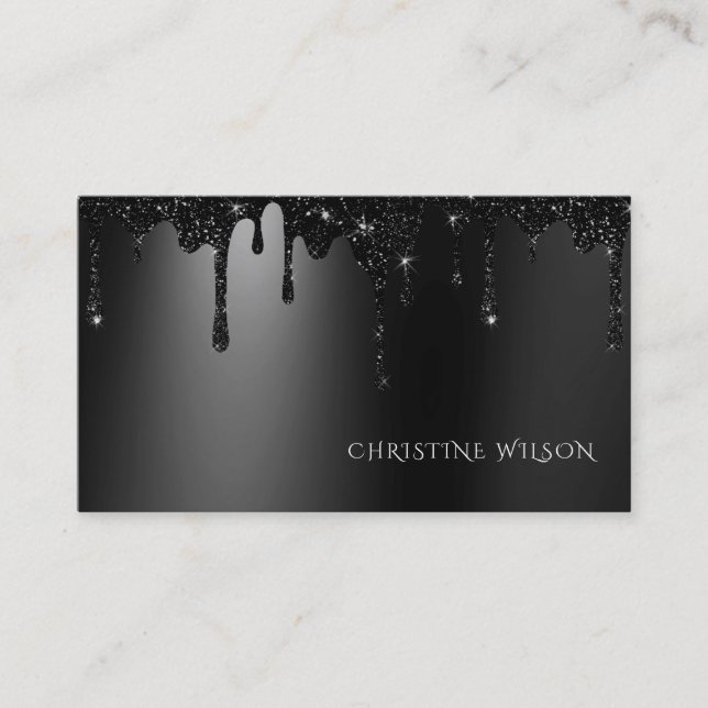 black dripping glitter business card (Front)
