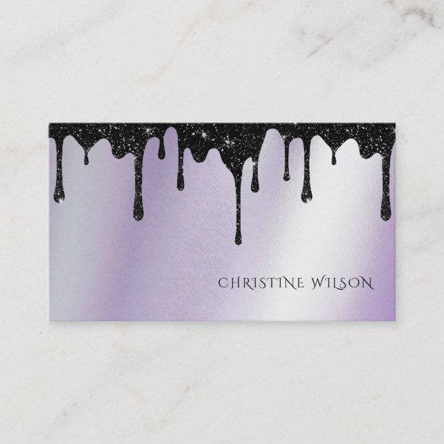 black dripping glitter  business card (Front)