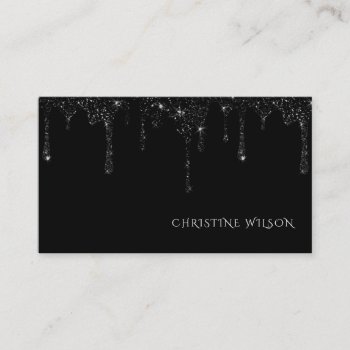 Black Dripping Glitter Business Card by musickitten at Zazzle
