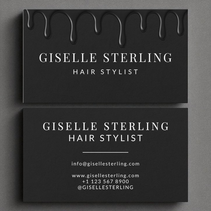 Black Dripping Luxe Hair Stylist Business Card