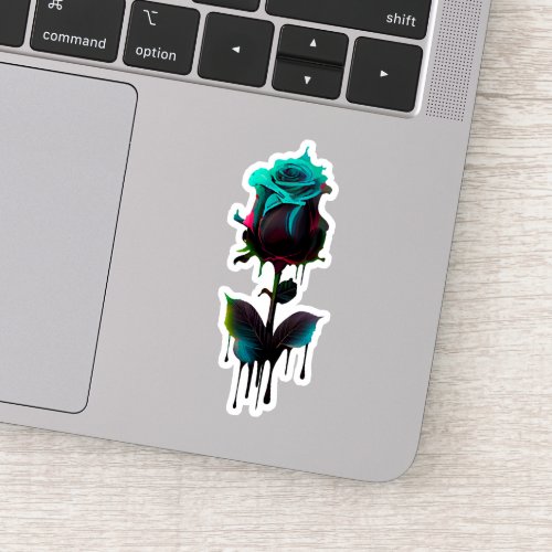 Black Dripping Rose Teal Red Green Sticker