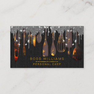 Black Drips Catering Personal Chef Bakery Rustic Business Card