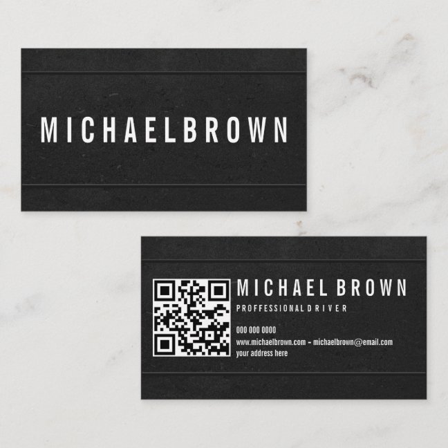 Black Driver Bold Modern QR Business Card