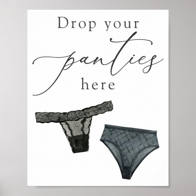 Black Drop Your Panties Here Lingerie Shower Sign (Front)