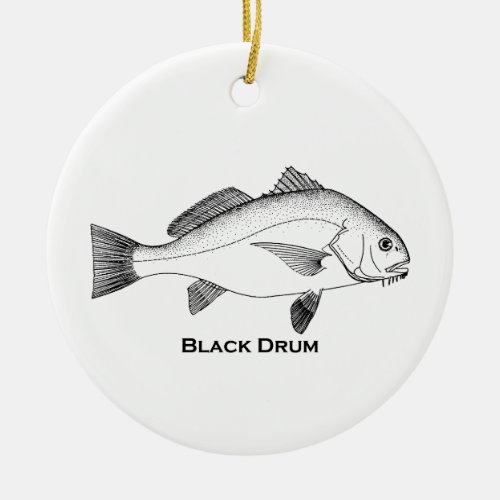 Black Drum Fish Ceramic Ornament