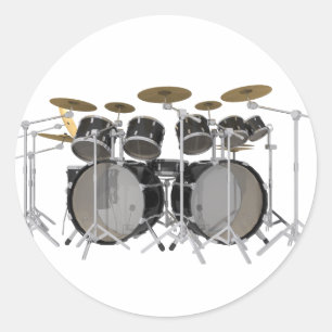 Black Drum Kit: 10 Piece: Classic Round Sticker