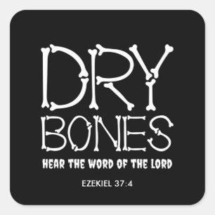 Black DRY BONES Ezekiel 37 Christian Halloween Square Sticker