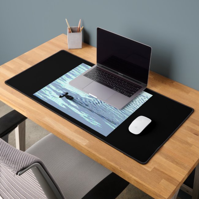 Black Duck in Blue Water Desk Mat