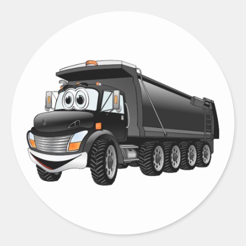 Black Dump Truck 10w Cartoon Classic Round Sticker