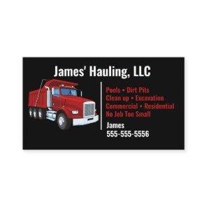 Black Dump Truck Business Card