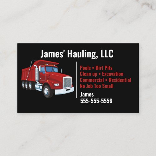 Black Dump Truck Business Card