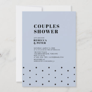 Black & Dust Blue   Modern Couples Wedding Shower Invitation