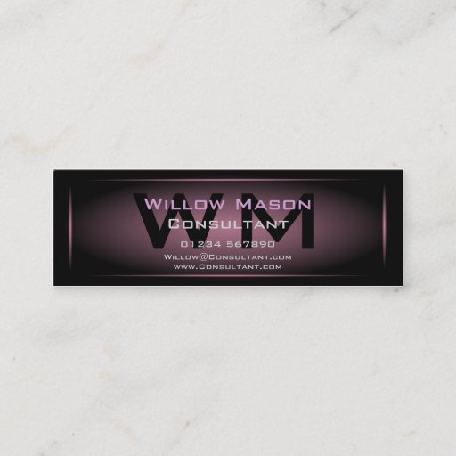 Customizable Black & Dusty Pink Framed Monogram - Business Card