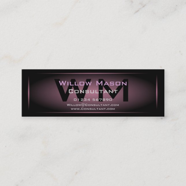 Black & Dusty Pink Framed Monogram - Business Card (Front)