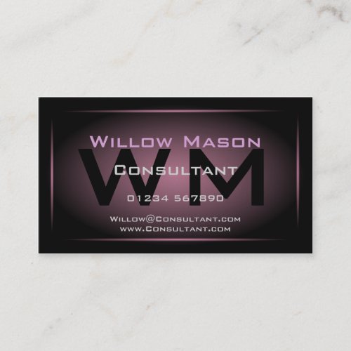 Black &amp; Dusty Pink Framed Monogram - Business Card