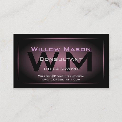 Customizable Black &amp; Dusty Pink Framed Monogram - Business Card