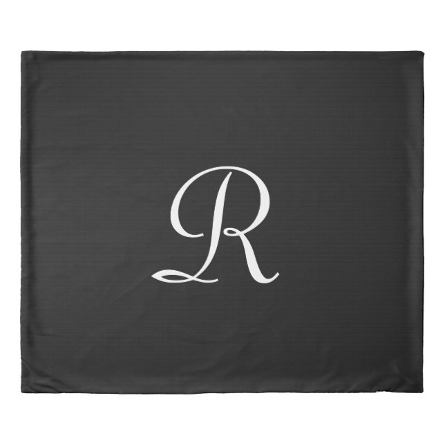 Black Duvet with Near White Monogram, Reversible Cover (Front)
