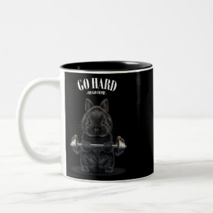 Black Dwarf Rabbit Muscle Training Weightlifting F Two-Tone Coffee Mug