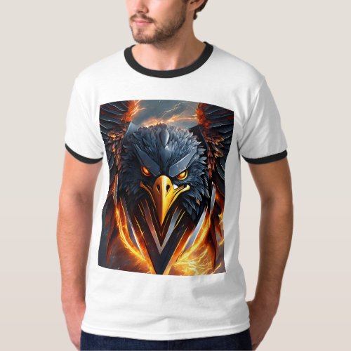 Black Eagle Art Striking Depiction of Power T_Shirt