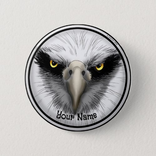 Black Eagle Head custom name  Button