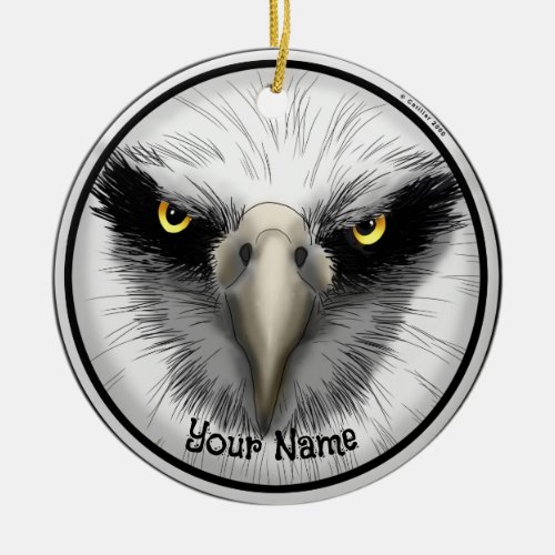 Black Eagle Head custom name  Ceramic Ornament