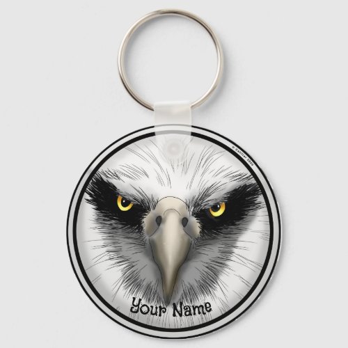 Black Eagle Head custom name  Keychain