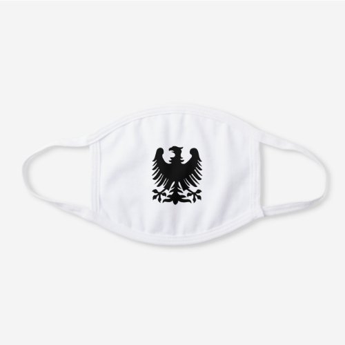 Black eagle silhouette emblem on white white cotton face mask