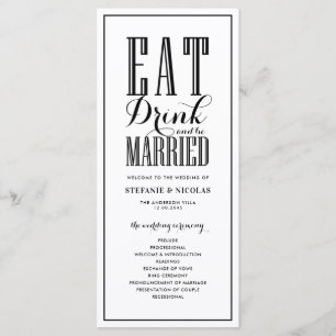 Black Eat Drink and be Married Wedding Programs