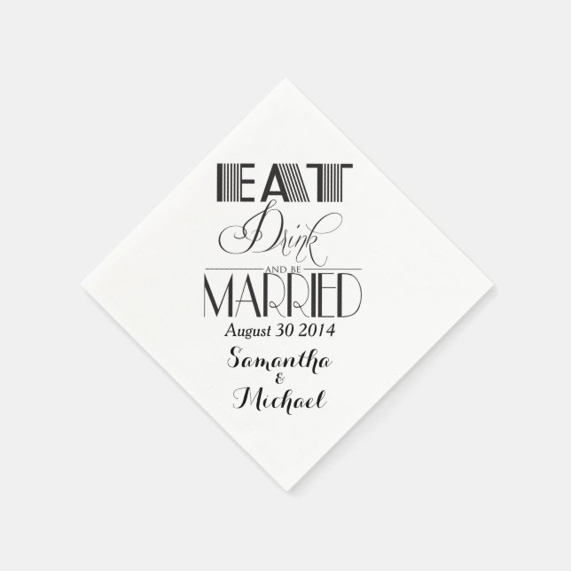Black Eat Drink Be Married Paper Napkins (Corner)