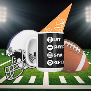 Black Eat Sleep Gym Repeat Icon Mug