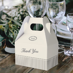 Black & Ecru Classic Pinstripe Wedding Favor Boxes