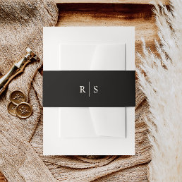 Black &amp; Ecru Editable Color Monogram Wedding Invitation Belly Band