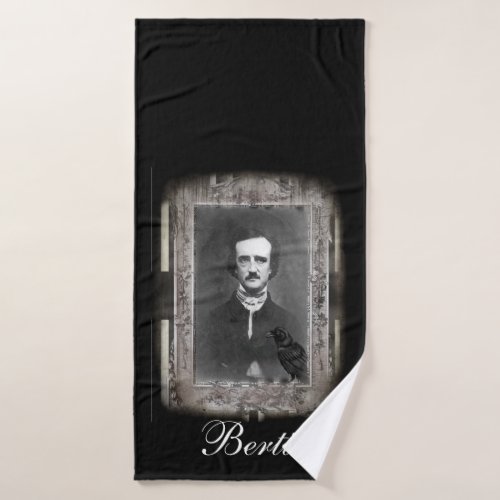 Black Edgar Allan Poe personalised pet Bath Towel