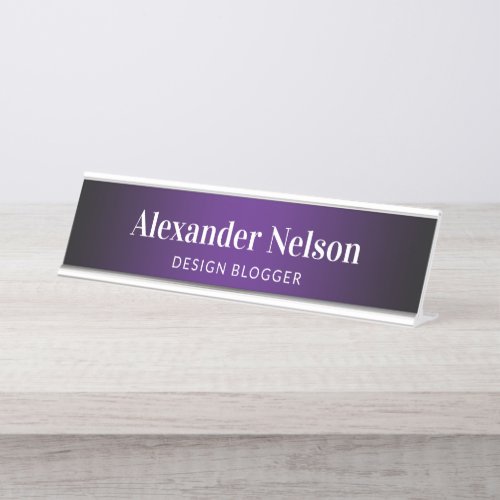 Black Edge Royal Purple Gradient Desk Name Plate