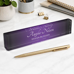 Black Edge Royal Purple Ombre Desk Name Plate